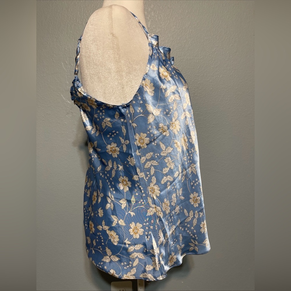 Blue Floral Camisole Top Sleeveless Spaghetti Strap Coquette Ethereal Medium - Picture 3 of 10